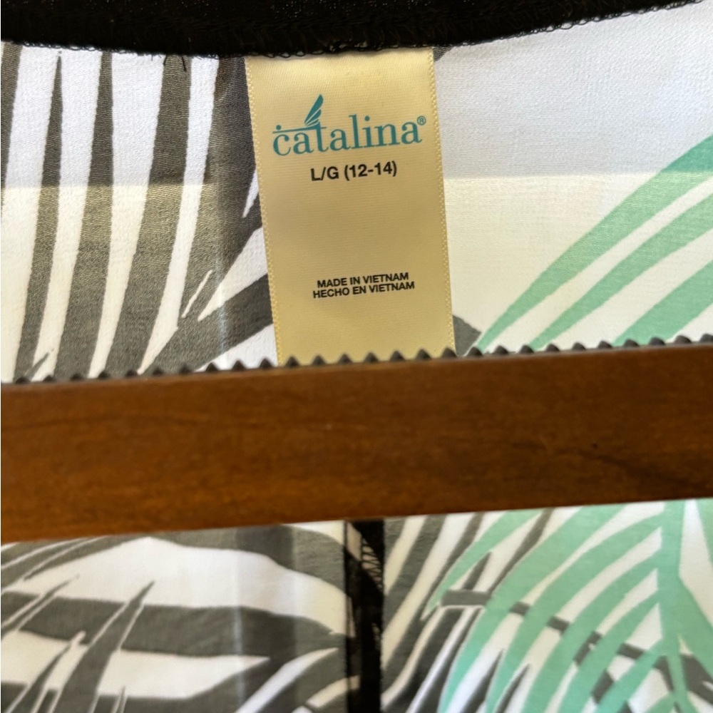 Catalina Black and Green Leaf Kimono cover up large‎ 12/14 - Picture 7 of 7